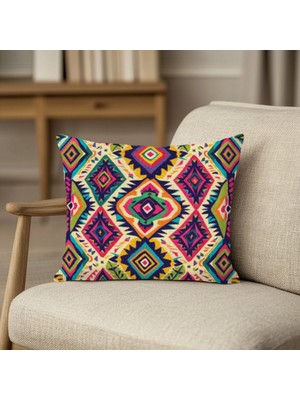 Geometrik Çizgili Bohem Kırlent Kılıfı