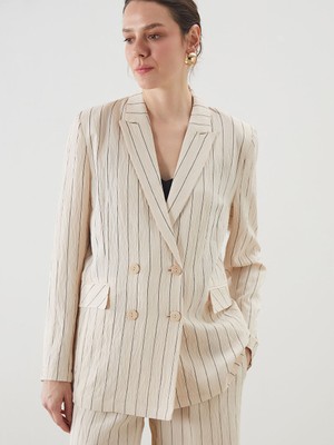 Lc Waikiki Yeni Sezon Cizgili Kadin Blazer Ceket - S5JU31Z8