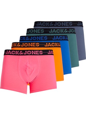 Jack Jones Jacseth Solıd Trunks 5 Pack Erkek Mavi Boxer 12251418-07