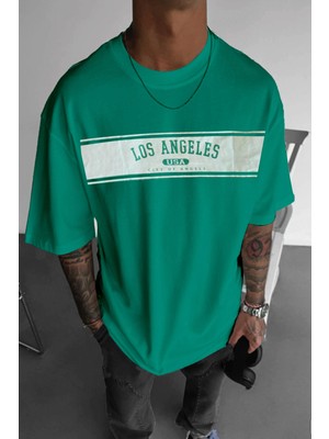 Millionaire Erkek Bntn Yeşil City Of Angels Oversize Fit Bol Geniş Kalıp Salaş Kesim T-Shirt