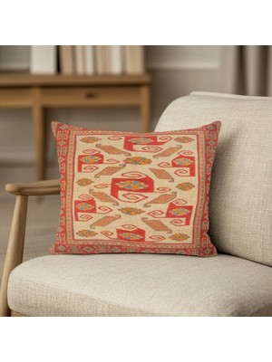 Geleneksel Anadolu Motifli Kırlent Kılıfı Kare