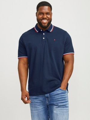 Jack & Jones Jack Jones Jjepaulos Polo Ss Noos Pls Erkek Lacivert2 Büyük Beden Tshirt 12143859-99