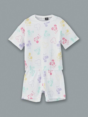Lc Waikiki Yeni Sezon Bisiklet Yaka Minnie Mouse Baskili Kiz Cocuk Sortlu Pijama Takimi - S5FK13Z4