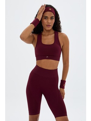 Oishii Sakura Çift Kat Spor Bra Bordo