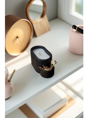 FS Candle & Home Mini Boy Oval Beton Mumluk - Dekoratif / Hediyelik Kokulu Mum ve Mumluk