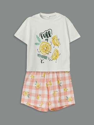 Lc Waikiki Yeni Sezon Bisiklet Yaka Kiz Cocuk Sortlu Pijama Takimi - S5FL01Z4