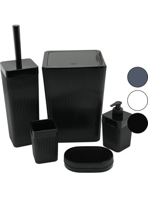 5pcs  Banyo Seti  Çöp Kova - Wc Fırça - 2pcs Sabunluk - D.fırçalık  Mix Koli
