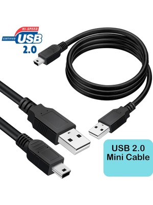 Derwell 5 Metre 5mt Ps3 Kol Şarj Kablosu 5pin Mini USB Usb5-Pin 2.0 Erkek A Mini 5 Pin B Piramit Uç Mp3 Mp4 Çalar Araba Dvr Gps Dijital Kamera Kablosu