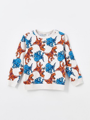 Bisiklet Yaka Baskılı Uzun Kollu Erkek Çocuk Sweatshirt