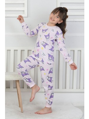Isob Pembe Kuromi Desenli %100 Pamuk Kız Çocuk Pijama Takımı 3-8 Yaş 51205-P