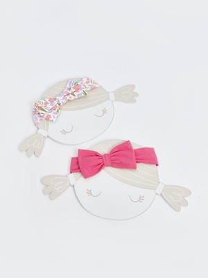 Desenli Fiyonk Detaylı Kız Bebek Saç Bandı