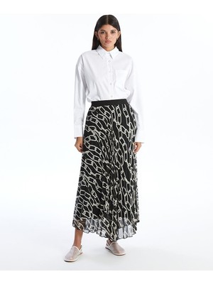 Beli Lastikli Rahat Kalıp Desenli Kadın Etek  (S4)
