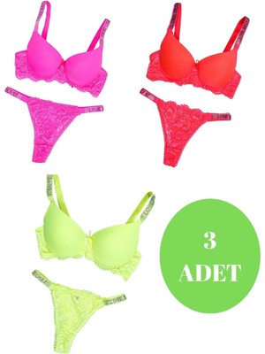 Murays Kadın 3lü Taşlı Mikro Sütyen Takım