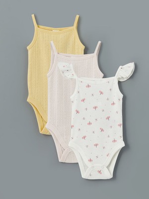 Lc Waikiki Yeni Sezon Kare Yaka Kiz Bebek Citcitli Bodysuit 3'lu - S5DM07Z1