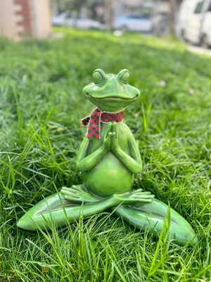 Yoga Yapan Kurbağa Heykeli,yogacı Kurbağa Bahçe Biblo