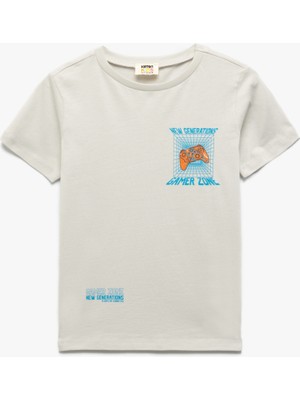 Koton Pamuklu Bisiklet Yaka Kısa Kollu Oyun Baskılı Tişört