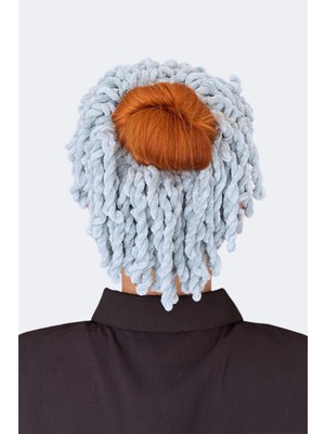 Bebe Mavisi Kadife Topuz Tokası Dolgun Lastikli Tesettür Kadın Aksesuar Toka