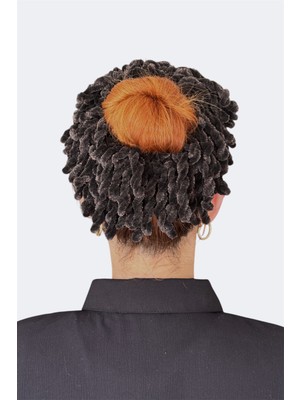 Acı Kahve Kadife Topuz Tokası Dolgun Lastikli Tesettür Kadın Aksesuar Toka