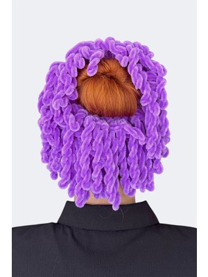 Lila Kadife Topuz Tokası Dolgun Lastikli Tesettür Kadın Aksesuar Toka