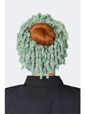 Mint Yeşili Kadife Topuz Tokası Dolgun Lastikli Tesettür Kadın Aksesuar Toka