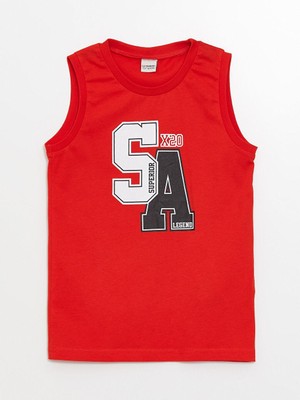 Bisiklet Yaka Baskılı Erkek Çocuk Atlet  (S4)