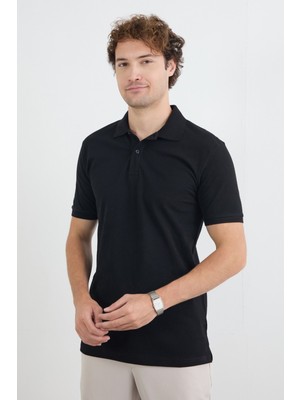 Basic Polo Yaka Yarım Düğmeli Tişört