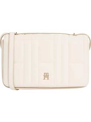 Kadın Dikdörtgen Kapitone Omuz Çantası - Ekru