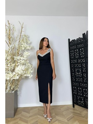 Ges Moda G1459 Taş Detaylı Tasarım Abiye Elbiye Siyah