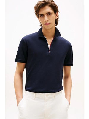 Erkek Interlock Zip Polo - Lacivert