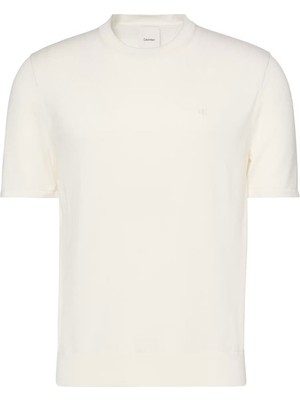 Erkek Kısa Kollu Supima Pamuklu T-Shirt - Ekru