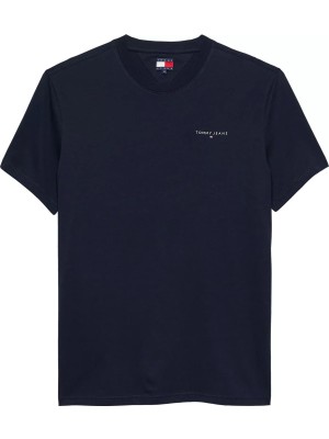 Erkek Slim Fit Minimal Logo T-Shirt - Lacivert