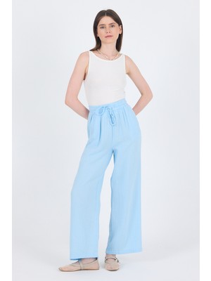 Bebe Mavi %100 Pamuk Müslin Palazzo/bol Paça Pantolon 8056A
