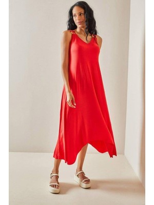 Kadın Omuz Askılı Toka Detay Maxi Boy Elbise