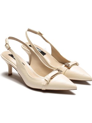 Dedos Kadın Topuklu Sivri Burunlu Taşlı Tokalı Ayakkabı 3115