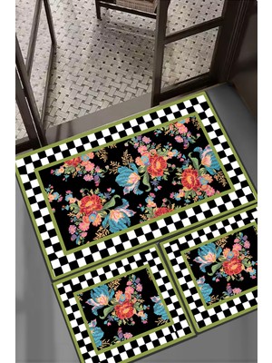 Chilai Home Seomra 3'lü Banyo Paspas Seti Takımı, Kaydırmaz Tabanlı Djtbanyo