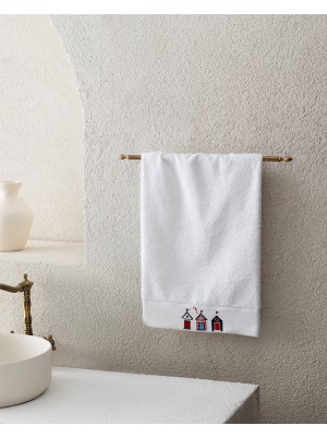 Harriet Nakışlı %100 Pamuk Yüz Havlusu - Beyaz - 50X76 cm