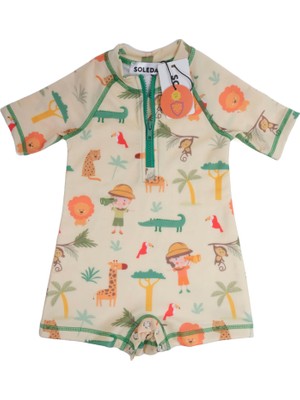 Uv Güneş Korumalı Upf 50 Bebek Çocuk Mayosu Safari Jungle