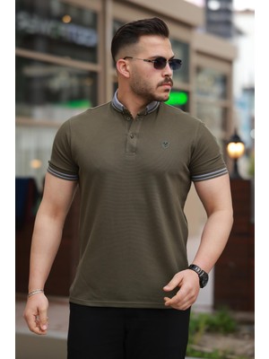 Miron Haki Logo Nakışlı Polo Yaka Kısa Kollu Tişört -2518