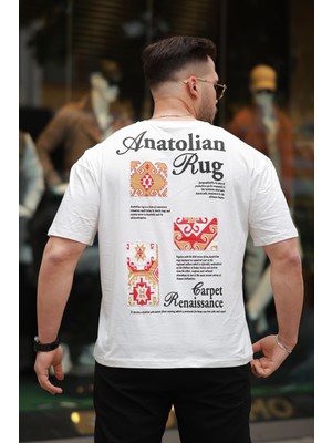 Miron Ekru Anatolian Rug Sırtı Baskı Detaylı Oversize Kısa Kollu Tişört- 2520