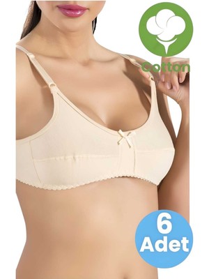 Tezzgelsin Kadın 6'lı Kurdele Detaylı Pamuklu Penye Sütyen