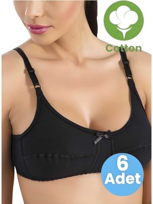 Tezzgelsin Kadın 6'lı Kurdele Detaylı Pamuklu Penye Sütyen