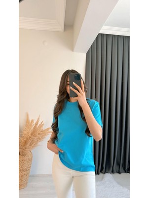 Mast Dilvin Pamuklu  Basic Tshirt Mavi