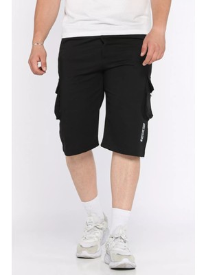Mishar İtalia Erkek Büyük Beden Bel Lastikli Baskılı Kargo Cep Şort P-00017473
