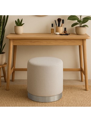 Zem Nora Puf, Kırık Beyaz Silver