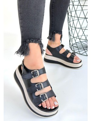 Jatay Siyah Cilt Sandalet