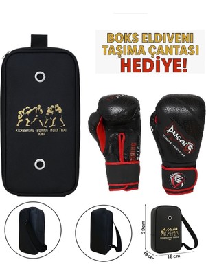 Supreme Hakiki Deri Boks Eldiveni Kick Boks Muay Thai Eldiveni ve Eldiven Taşıma Çantalı
