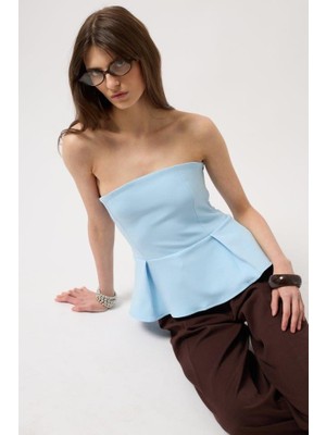 Pileli Straplez Bluz