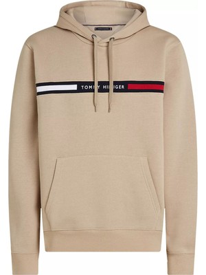 Erkek Th Chest Logo Drawstring Sweatshirt - Bej