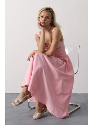 Passense Askılı Uzun Elbise - Pembe