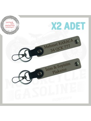 Kül Gri- Gaz Fatihi, Kişiselleştirilmiş Plaka ve Isim Yazılı Motor 2'li Anahtarlık, Hediye